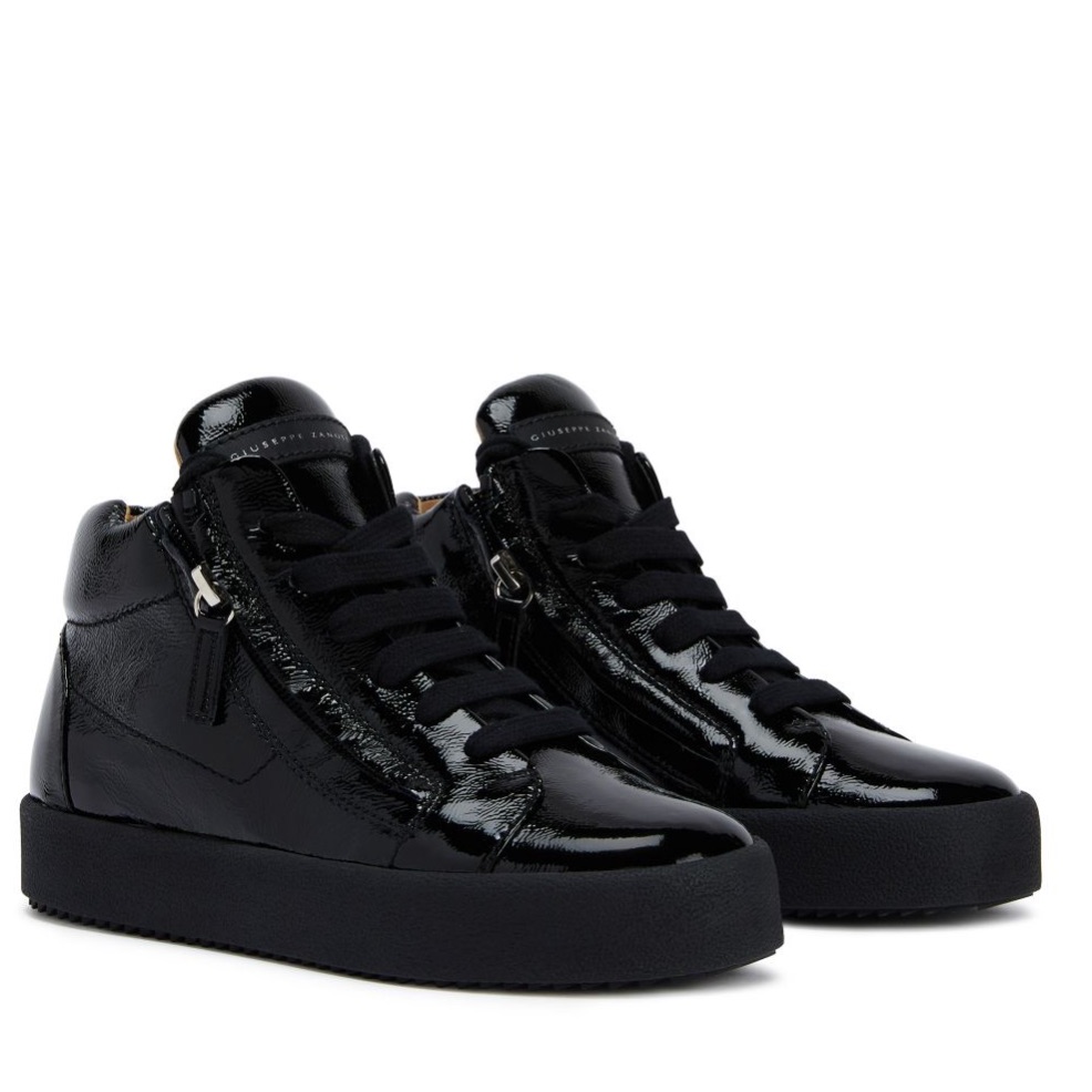 New Giuseppe Zanotti Justy Patent Leather High Top Chunky Sneakers Size 40